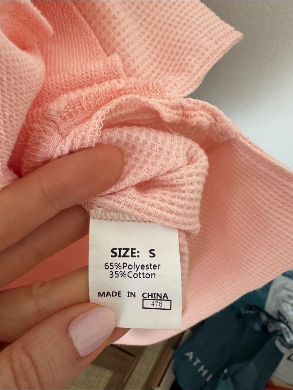 Dokotoo Pale Salmon Pink Waffle Knit Pocket Sweatshirt Pullover Size S - Picture 9 of 13